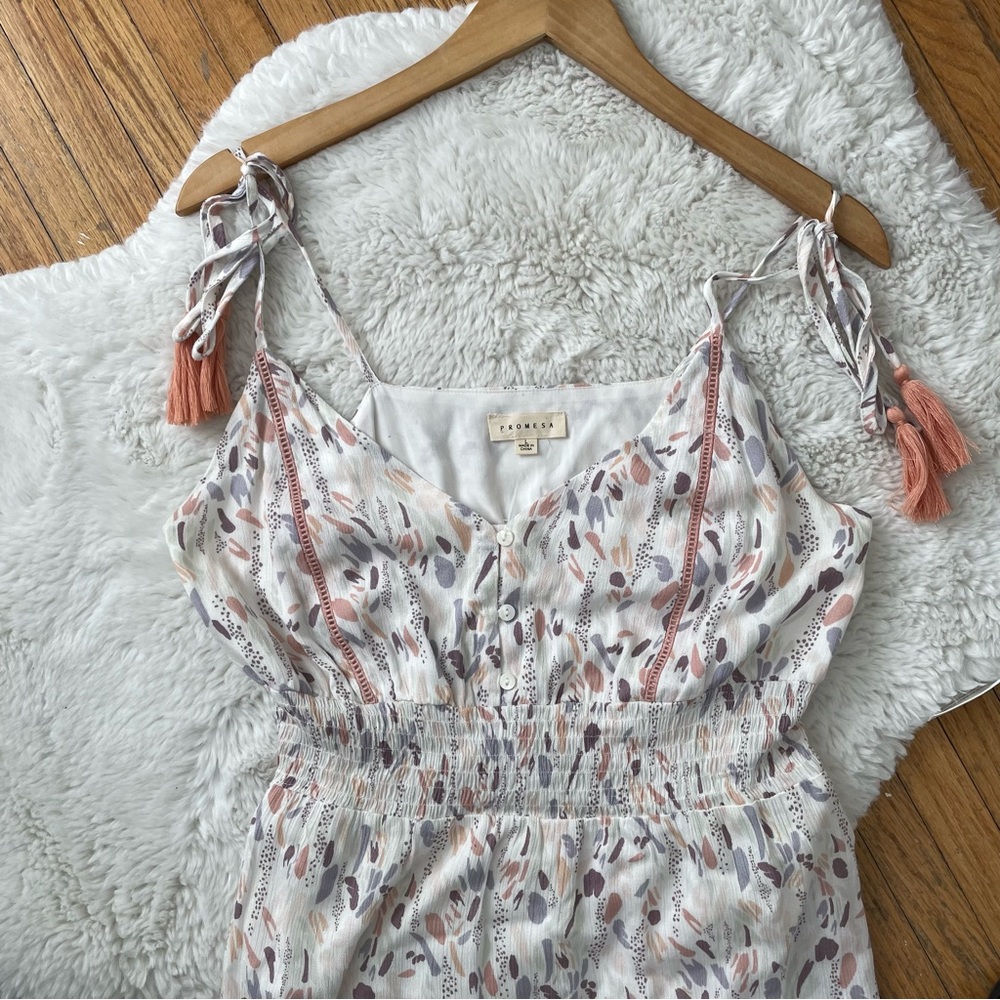 Promesa White and Pink Maxi Dress